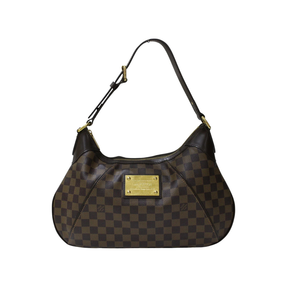 LOUIS VUITTON Thames Shoulder Bag Damier Ebene Brown Canvas Brown